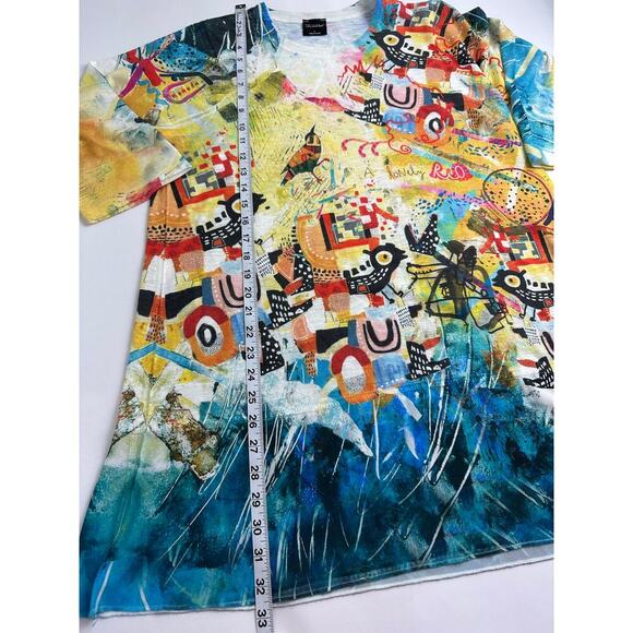 Inoah Size Large Abstract Art Dress Birds Contemporary Modernist Pop Art Granny - Picture 10 of 14
